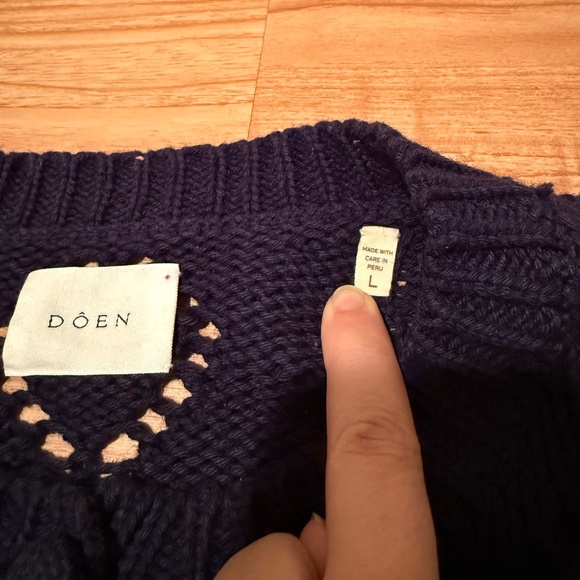 DOEN Forget Me Not Navy Blue Cardigan, Size Large - Picture 7 of 8